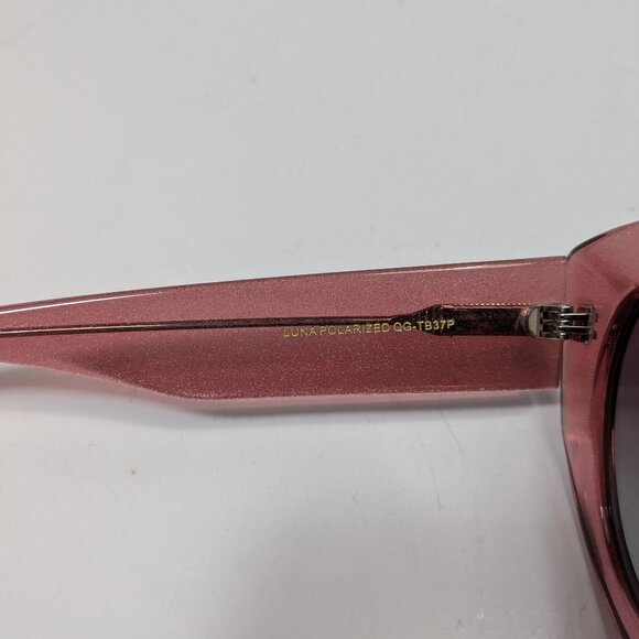Diff Eyewear Pink Glitter Luna Polarized Sunglasses Oversized Large Modern - Picture 5 of 11